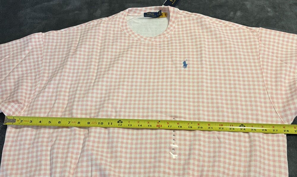 XLPolo Ralph Lauren Gingham Fleece Sweatshirt Pink White - Picture 7 of 13